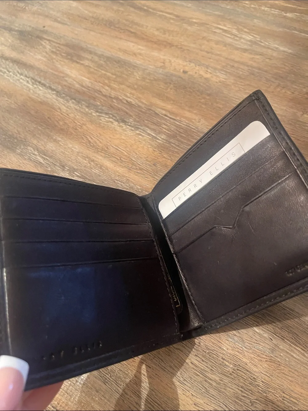 Perry Ellis Black Leather Bi-Fold Wallet